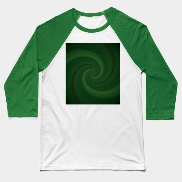 Abstract helix, swirling green funnel Baseball T-Shirt by BumbleBambooPrints